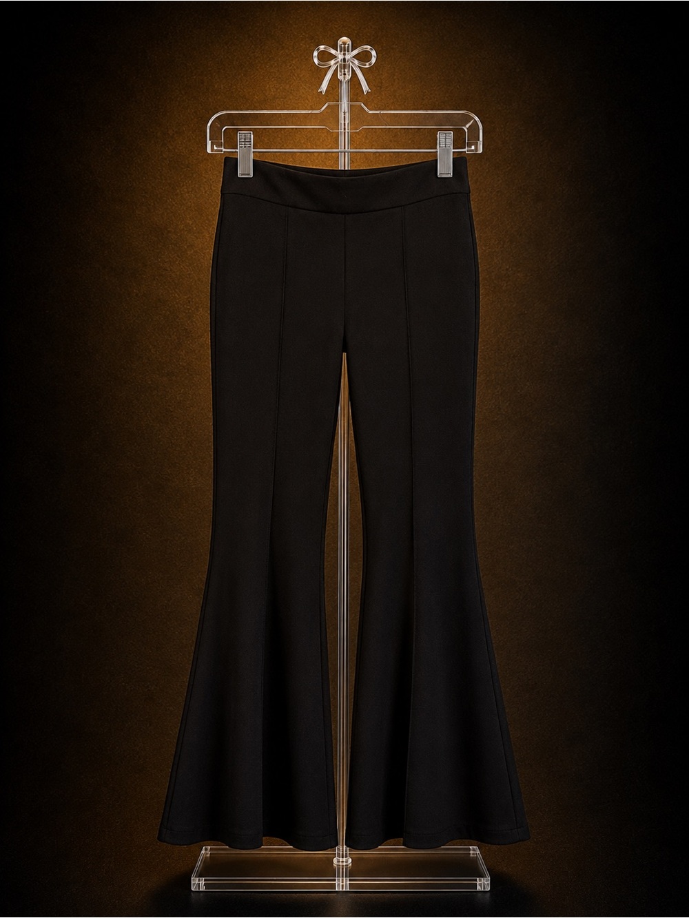 Black Flare Ponte Pants - Women's Tailored Stretch Trousers